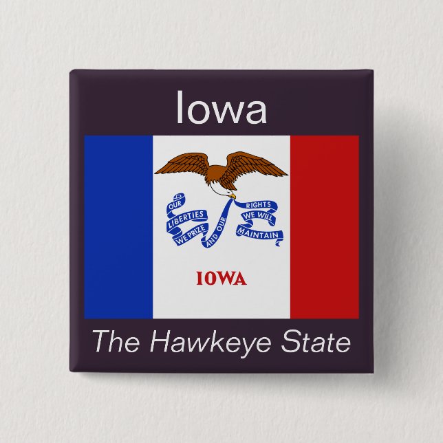 Badge Carré 5 Cm Bouton Drapeau Iowan (Devant)