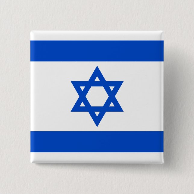 Badge Carré 5 Cm Bouton Drapeau Israël (Devant)