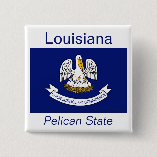 Badge Carré 5 Cm Bouton Drapeau Louisiane (Devant)