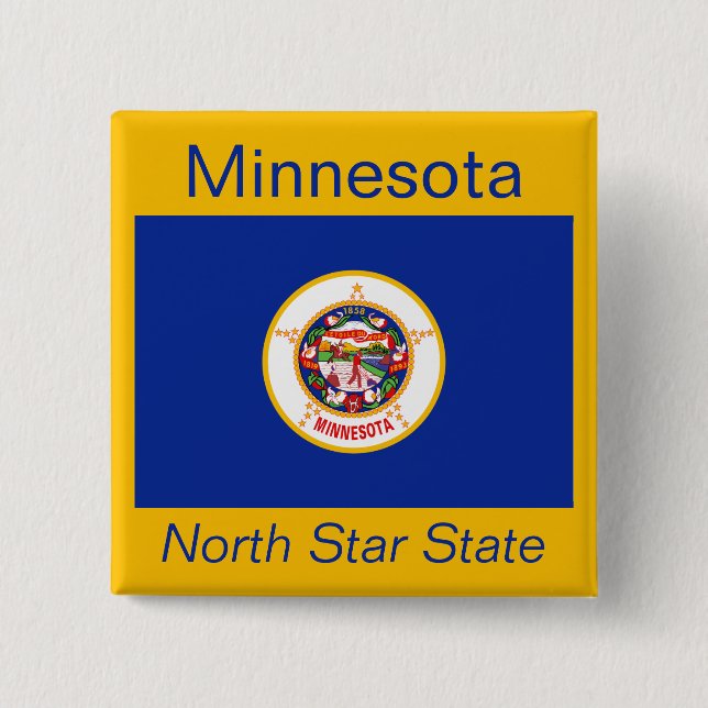 Badge Carré 5 Cm Bouton Drapeau Minnesotan (Devant)