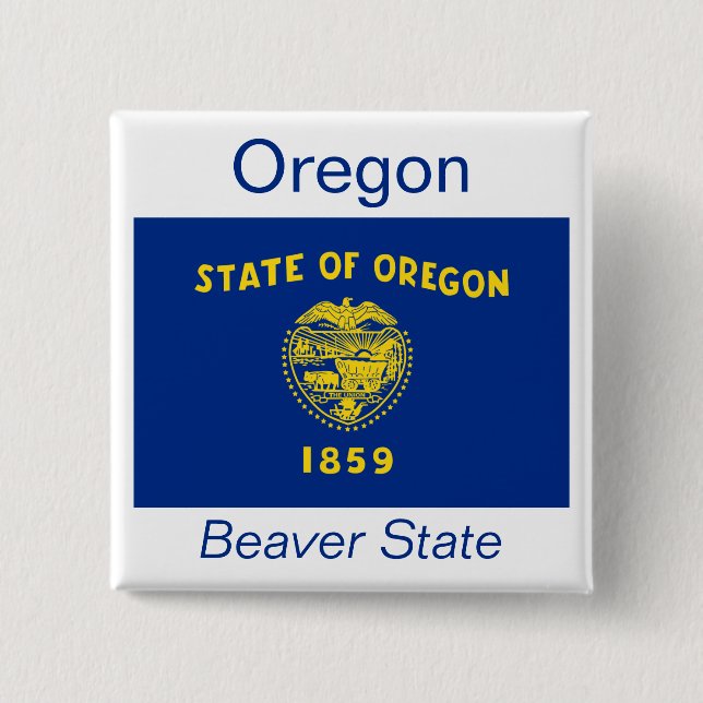 Badge Carré 5 Cm Bouton Drapeau Oregonien (Devant)