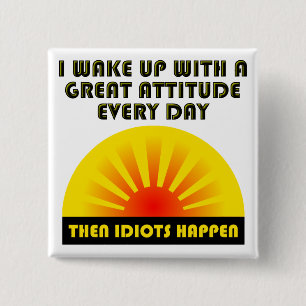 Badge Carré 5 Cm Bouton Drôle des Idiots
