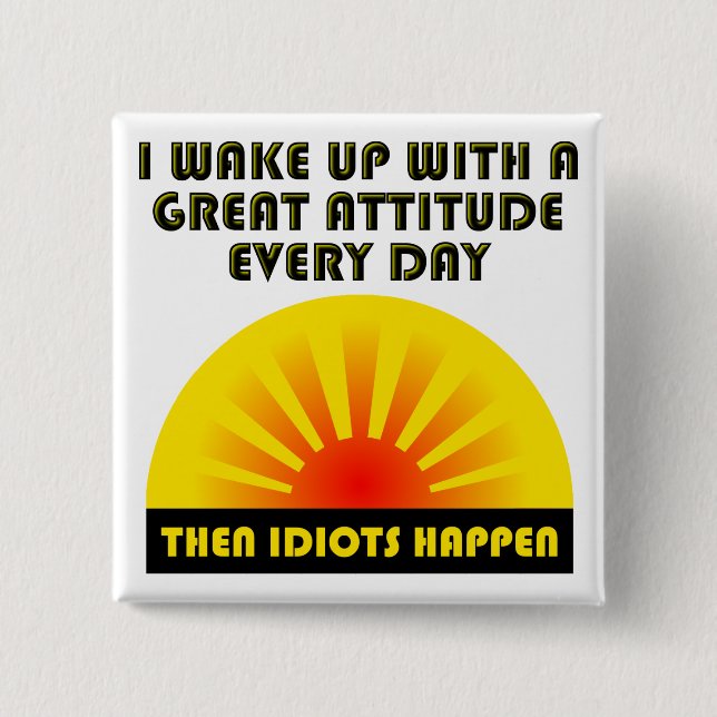 Badge Carré 5 Cm Bouton Drôle des Idiots (Devant)