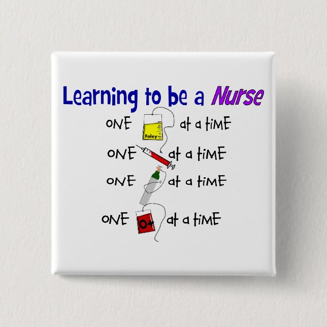 Badge Carré 5 Cm Bouton drôle d'étudiant de soins (Devant)