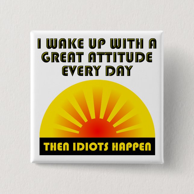 Badge Carré 5 Cm Bouton Drôle Idiots (Devant)