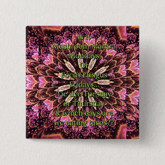 Badge Carré 5 Cm Bouton du lundi du champignon