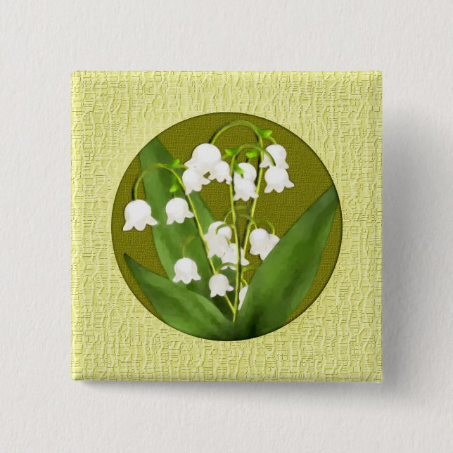 Badge Carré 5 Cm Bouton du muguet (Devant)