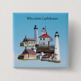 Badge Carré 5 Cm Bouton du phare du Wisconsin