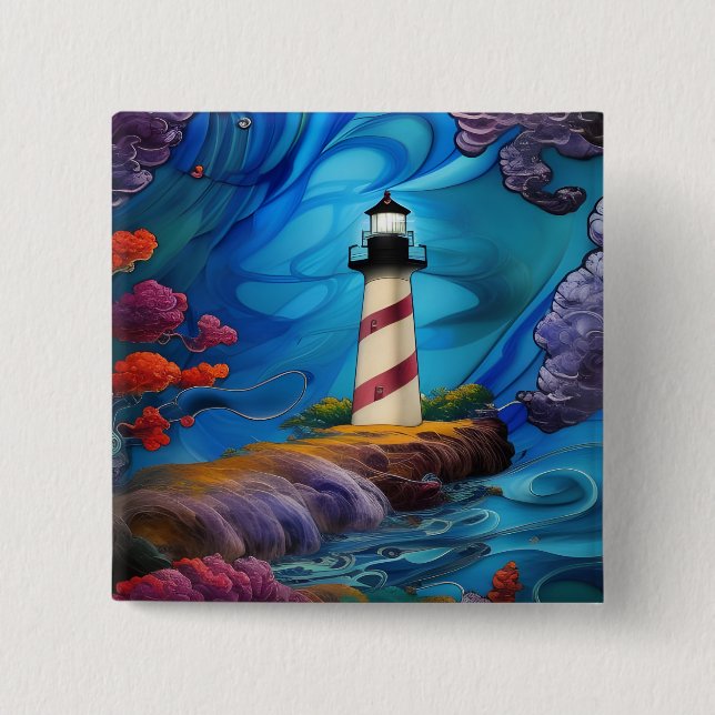Badge Carré 5 Cm Bouton du point du phare (Devant)