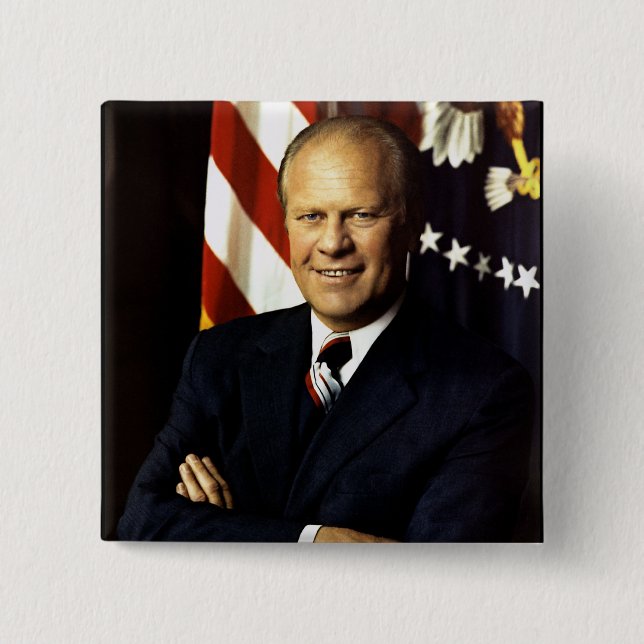 Badge Carré 5 Cm Bouton du portrait du président Gerald Ford (Devant)