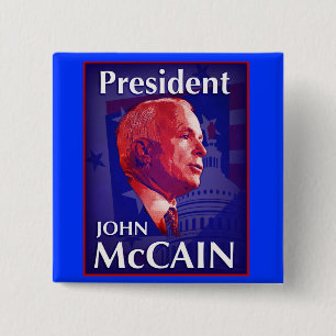Badge Carré 5 Cm Bouton du Président John McCain