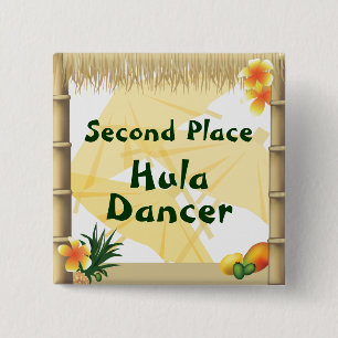 Badge Carré 5 Cm Bouton du prix Hula Dancer de la deuxième place d