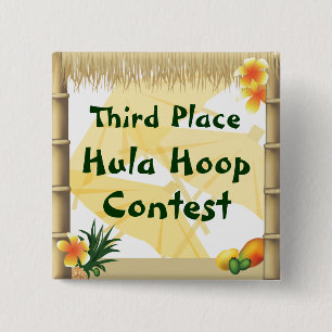 Badge Carré 5 Cm Bouton du prix Hula Hoop du Parti Luau