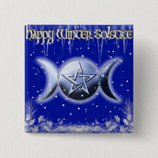 Badge Carré 5 Cm Bouton du solstice d'hiver 1 (Devant)