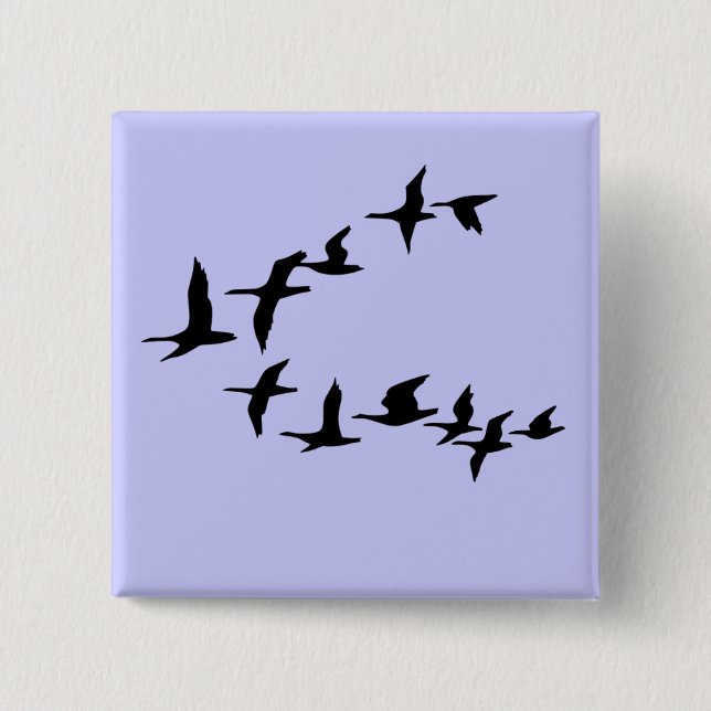 Badge Carré 5 Cm Bouton du sud d'oies de vol (Devant)