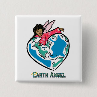 Badge Carré 5 Cm Bouton : "Earth Angel" (b)