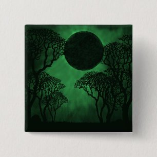 Badge Carré 5 Cm Bouton Eclipse Forêt Sombre, Vert