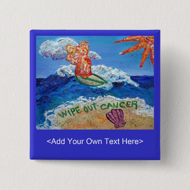 Badge Carré 5 Cm Bouton Effacer l'angle du cancer (Devant)