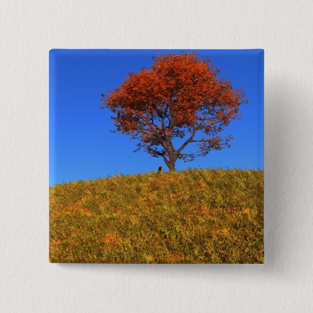 Badge Carré 5 Cm Bouton Effacer le jour d'automne (Devant)