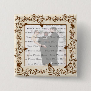 Badge Carré 5 Cm Bouton élégant Carré papillon