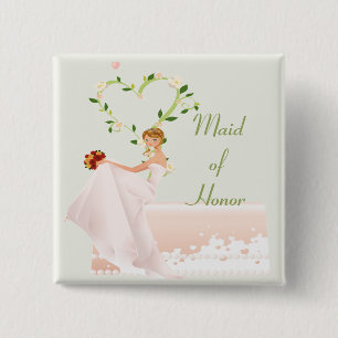 Badge Carré 5 Cm Bouton Elegant Maid of Honor