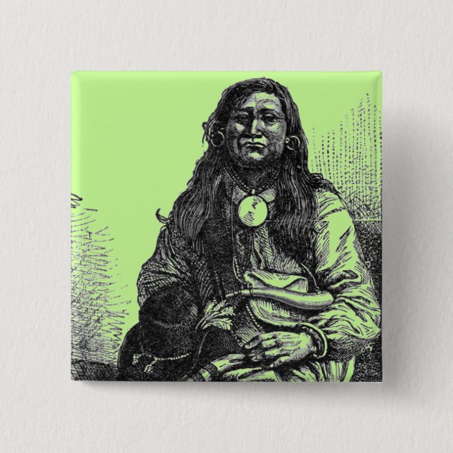 Badge Carré 5 Cm Bouton en chef indien (Devant)