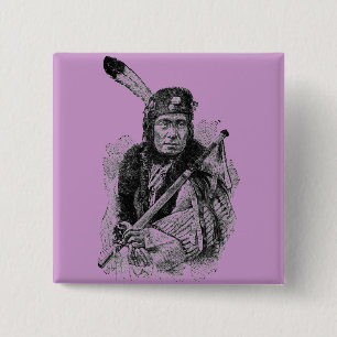 Badge Carré 5 Cm Bouton en chef indien