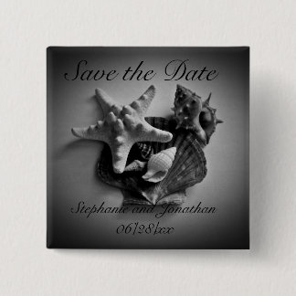 Badge Carré 5 Cm Bouton Enregistrer la date des shell