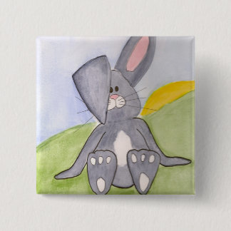 Badge Carré 5 Cm Bouton ensoleillé de lapin