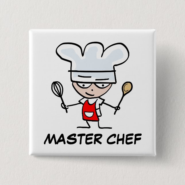 Badge Carré 5 Cm Bouton épinglé de chef cuisinier (Devant)