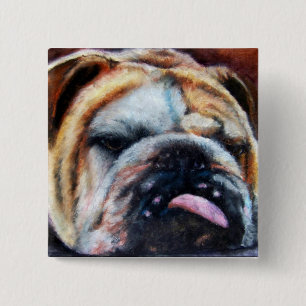Badge Carré 5 Cm Bouton épuisé (de bouledogue)