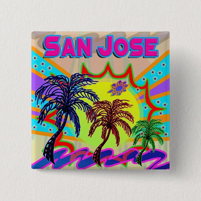 Badge Carré 5 Cm Bouton éternel San Jose (Devant)