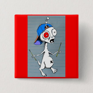 Badge Carré 5 Cm Bouton étranger de batteur