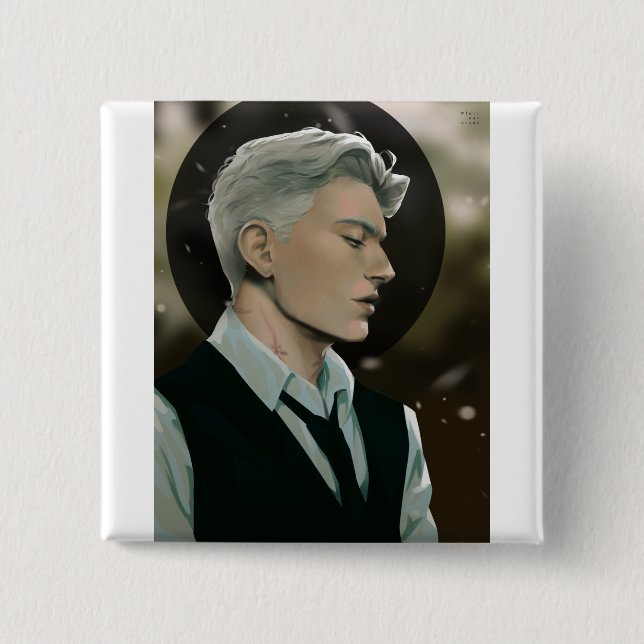 Badge Carré 5 Cm Bouton Everett (Devant)