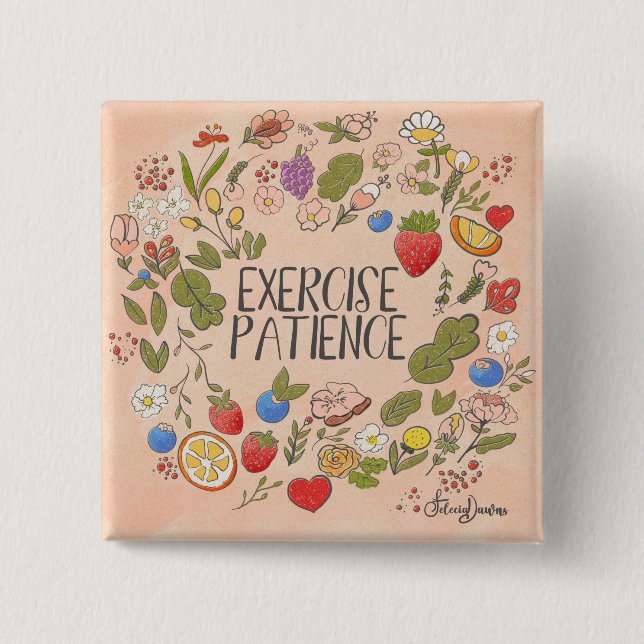 Badge Carré 5 Cm Bouton Exercice Patience (Devant)