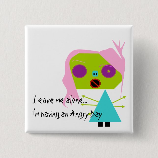 Badge Carré 5 Cm Bouton fâché de jour (Devant)