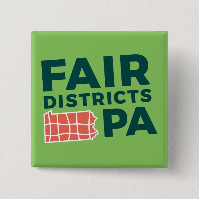 Badge Carré 5 Cm Bouton Fair Districts PA 2 " (Devant)