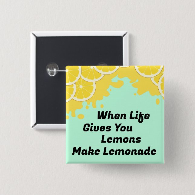 Badge Carré 5 Cm Bouton Faire de la limonade (Devant & derrière)
