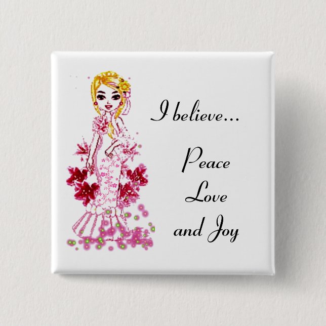 Badge Carré 5 Cm Bouton Fairy (Devant)