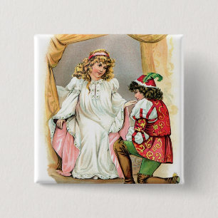 Badge Carré 5 Cm Bouton Fairytale