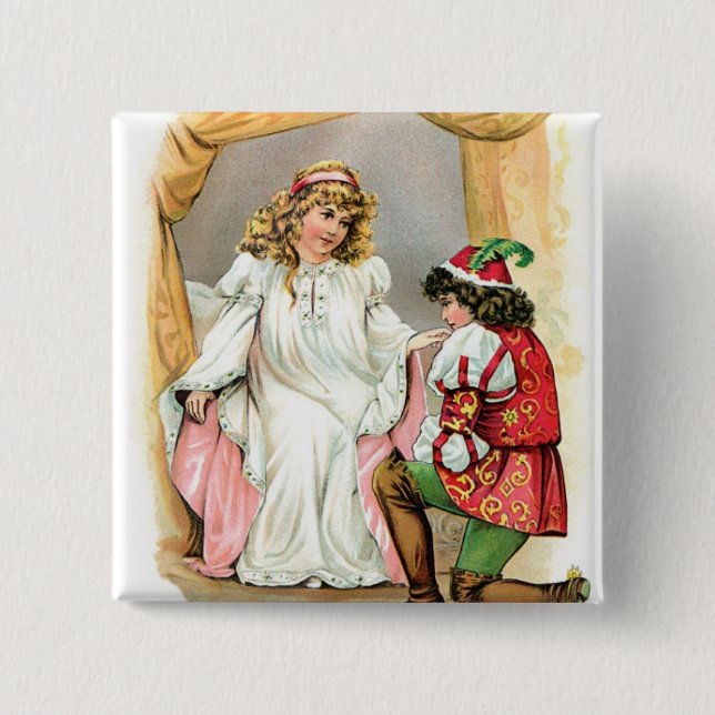 Badge Carré 5 Cm Bouton Fairytale (Devant)