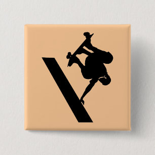 Badge Carré 5 Cm bouton faisant de la planche à roulettes