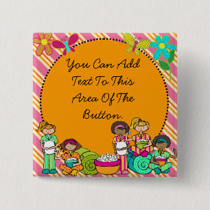 Badge Carré 5 Cm Bouton fait sur commande de soirée pyjamas