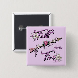 Badge Carré 5 Cm Bouton Faith Over Fear