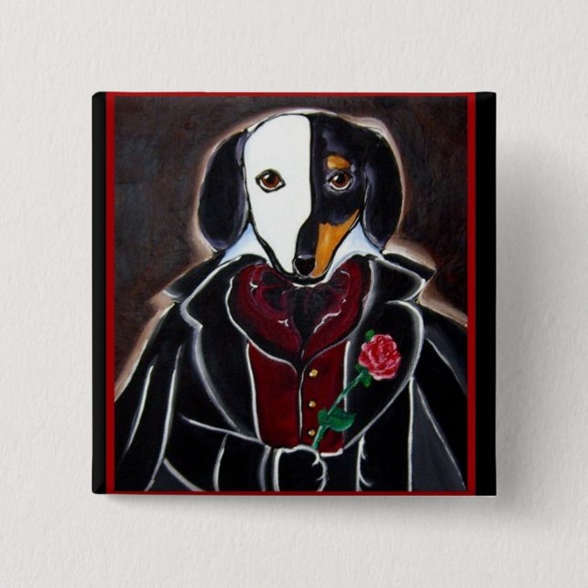 Badge Carré 5 Cm Bouton fantôme (Devant)