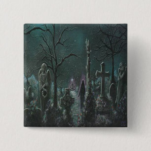Badge Carré 5 Cm Bouton fantôme de cimetière
