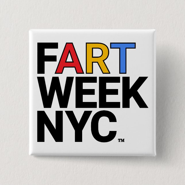 Badge Carré 5 Cm Bouton Fart Week NYC™ (Devant)