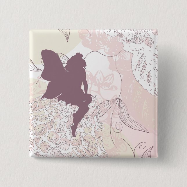 Badge Carré 5 Cm Bouton féerique (Devant)