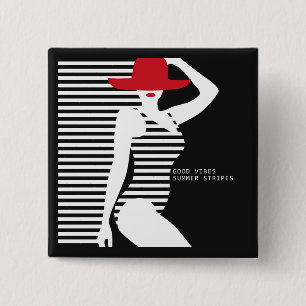 Badge Carré 5 Cm Bouton Femme d'été