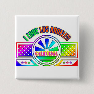 Badge Carré 5 Cm Bouton "Fest Los Angeles"